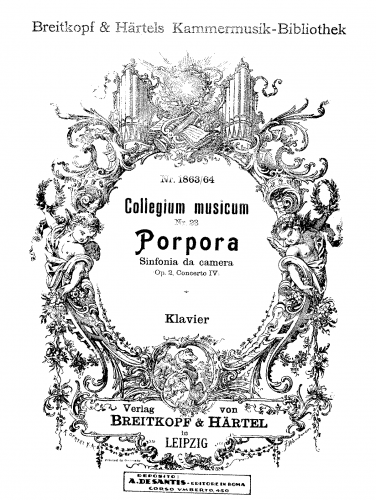 Porpora - 6 Sinfonie da camera - Sinfonia No. 4 in D major For 2 Violins, Cello and Piano (Riemann)
