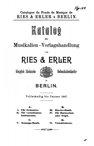 Various - Publishersâ Catalogues - 1907 Catalogue