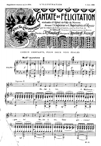 Ippolitov-Ivanov - Cantate de Felicitation - Score