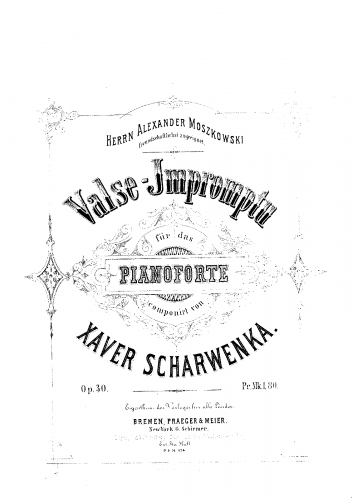Scharwenka - Valse-Impromptu, Op. 30 - Score