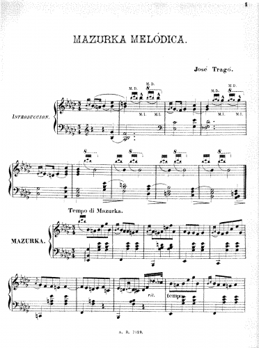 Tragó - Mazurca melódica - Score