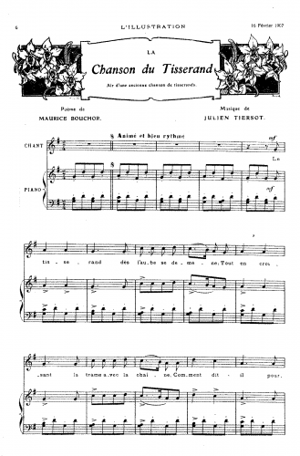 Tiersot - Chanson du Tisserand - Score