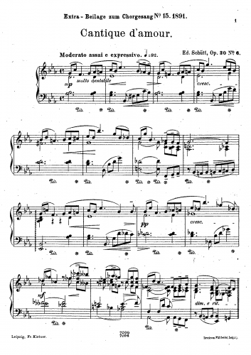 Schütt - Miniatures pour piano - 6. Cantique d'amour