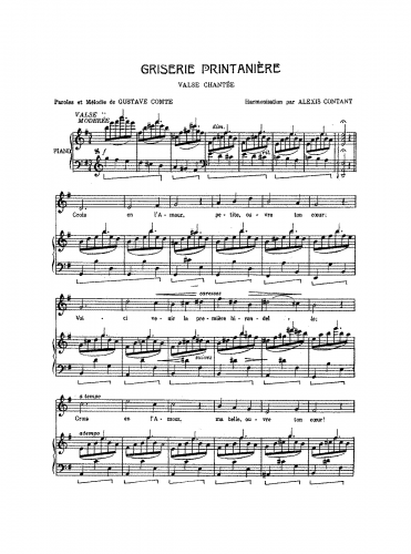 Contant - Griserie Printanière : Valse Chantée - Score