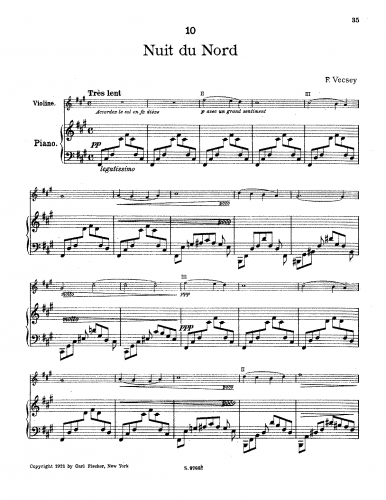 Vecsey - Nuit du Nord - Violin and Piano Score, Violin Part