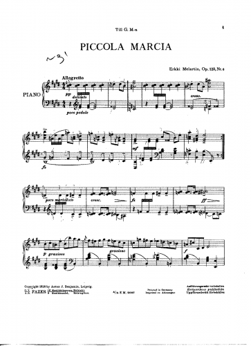 Melartin - 6 Piano Pieces - Piano Score - 6. Piccola marcia