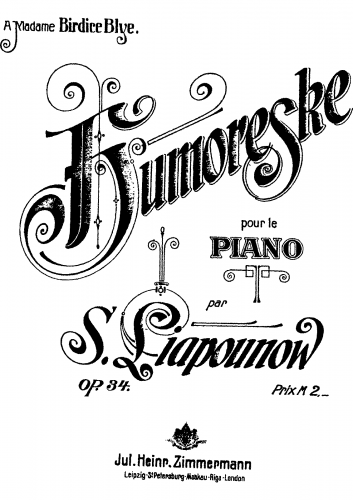 Lyapunov - Humoreske, Op. 34 - Score