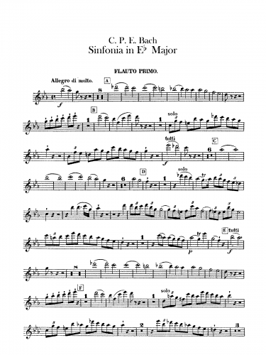 Bach - Symphony, Wq.183/2 (H.664), E-flat major
