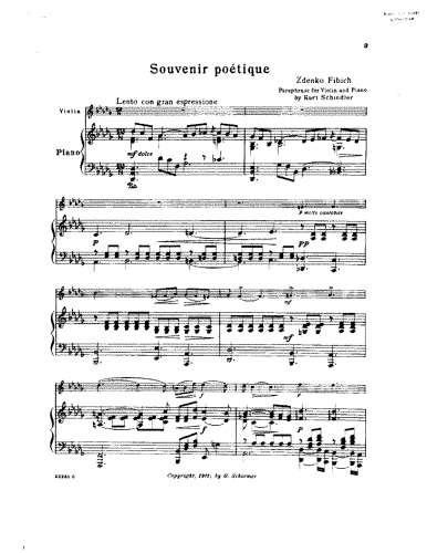 Fibich - At Twilight - Lento For Violin and Piano (Schindler) - Score