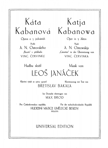 Janá?ek - Ká?a Kabanová - Vocal Score - Vocal Score