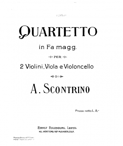 Scontrino - String Quartet in F major