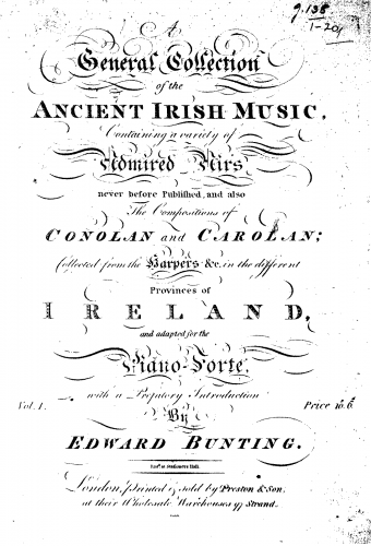 Bunting - The Ancient Music of Ireland - Vol. 1 - complete facsimile