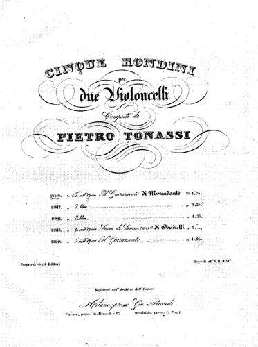 Mercadante - Il Giuramento - Selections For 2 Cellos (Tonassi)