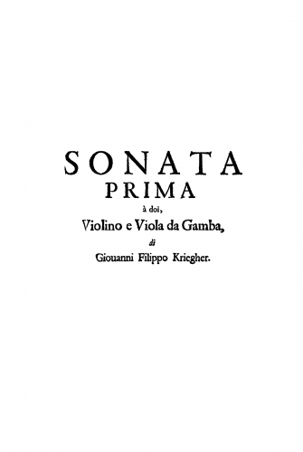 Krieger - 12 Sonatas for Violin, Viola da Gamba and Continuo - Scores and Parts Selections - Score