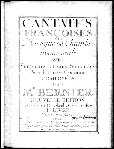 Bernier - Cantates