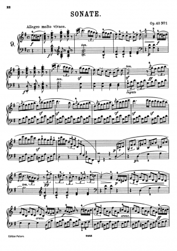 Clementi - Three Piano Sonatas, Op. 40 - Piano Score - Sonata No. 1 