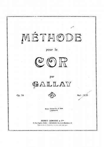 Gallay - Méthode pour le Cor, Op. 54 - Score