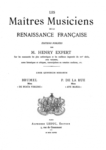 Brumel - Missa de Beata Virgine - Score