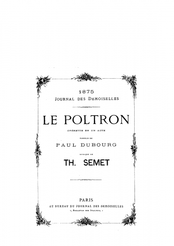 Semet - Le poltron - Vocal Score - Score