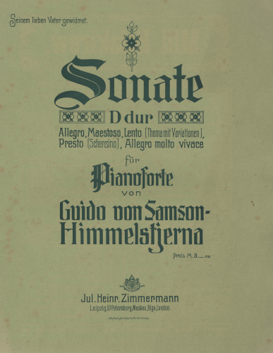Samson-Himmelstjerna - Piano Sonata - Score