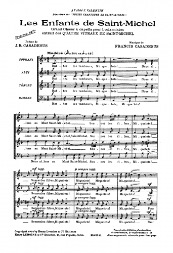 Casadesus - Les vitraux de Saint-Michel - For Mixed chorus (Composer) - Les Enfants de Saint-Michel