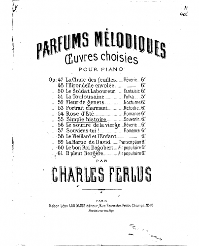 Ferlus - Simple histoire - Piano Score - Score
