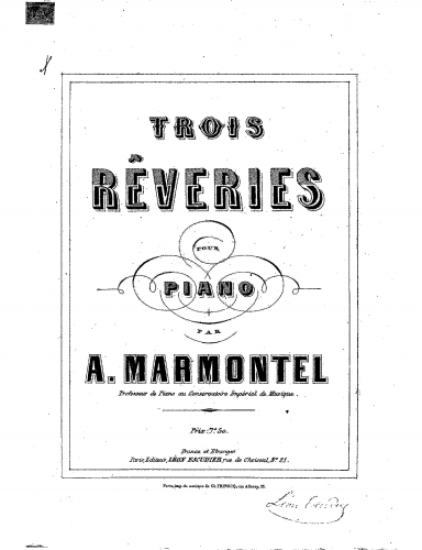 Marmontel - 3 Rêveries - Score