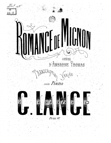 Lange - Romance de Mignon: Opéra de A. Thomas - Score