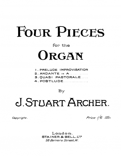 Archer - 4 Pieces for Organ - Score