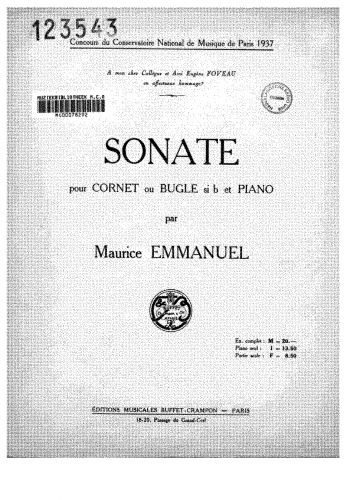 Emmanuel - Cornet Sonata - Piano score