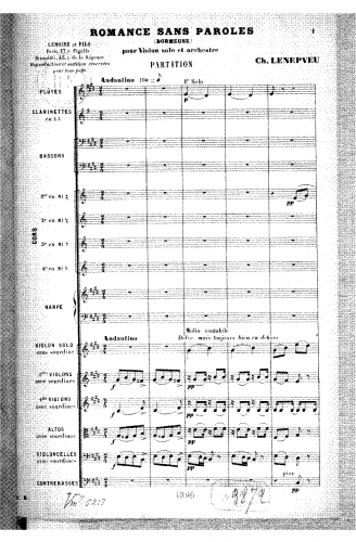Lenepveu - La dormeuse - For Violin and Orchestra - Score