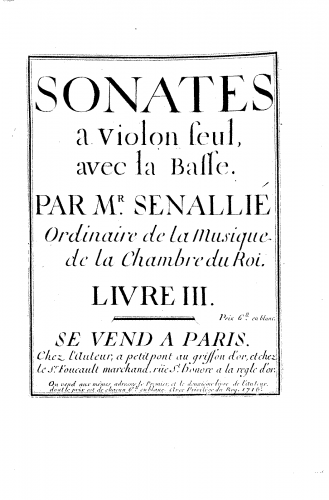 Senaillé - 10 Violin Sonatas - Score