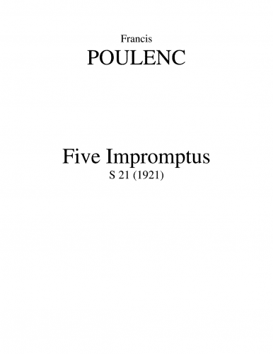 Poulenc - 5 Impromptus - Piano Score - Score