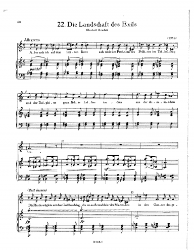 Eisler - Die Landschaft des Exils - Score