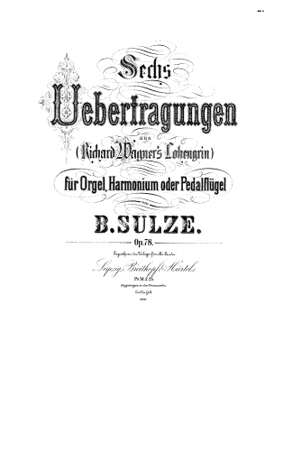 Sulze - 6 Uebertragungen aus 'Lohengrin' - Score