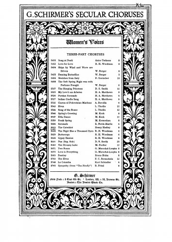 Hadley - Part Songs - Score