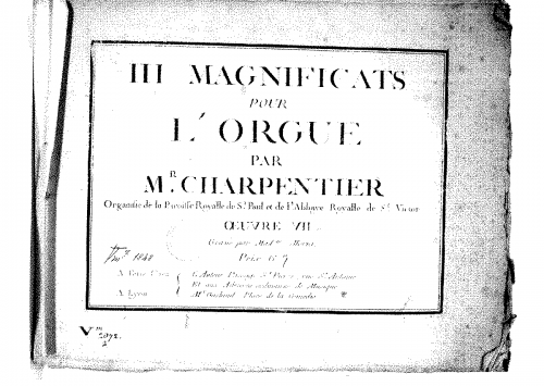 Beauvarlet-Charpentier - 3 Magnificats, Op. 7 - Score
