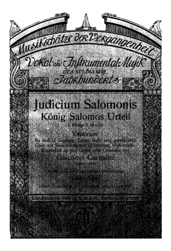 Carissimi - Judicium Salomonis - Score