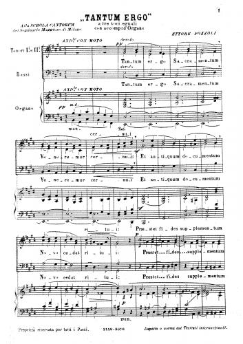 Pozzoli - Tantum ergo a 3 voci pari - Score