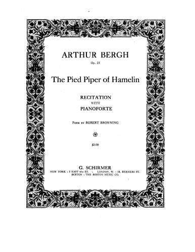 Bergh - The Pied Piper of Hamelin, Op. 23 - Score