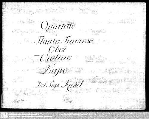 Riedel - Quartet in F major for Flute, Oboe, Violin and Continuo - Score