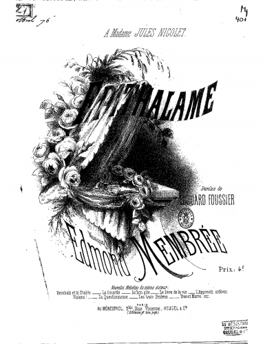 Membrée - L'esclave - Vocal Score Épithalame - Score