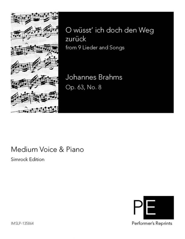 Brahms - 9 Lieder and Songs For Medium Voice