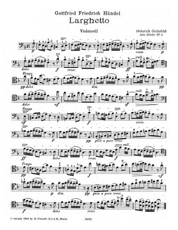 Handel - Larghetto for Cello & Piano - Cello Part