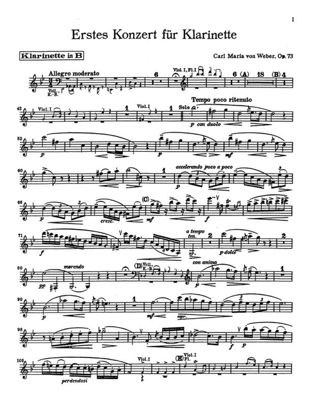 Weber - Clarinet Concerto No. 1 - Clarinet Solo Part