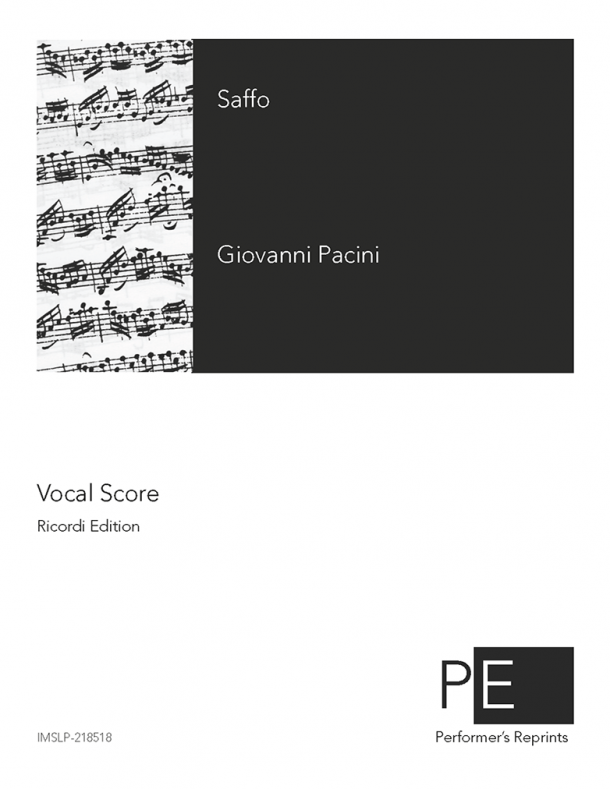 Pacini - Saffo - Vocal Score