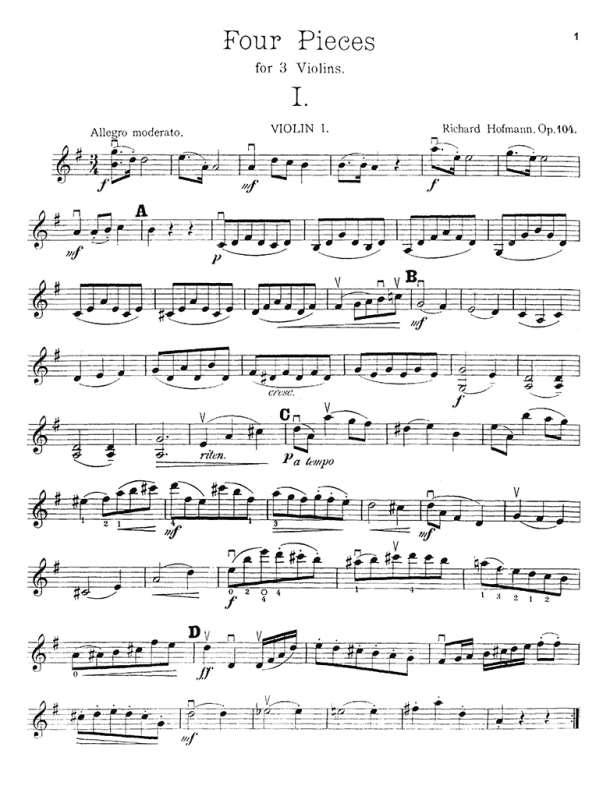 Hofmann - 4 Pieces for 3 Violins, Op. 104