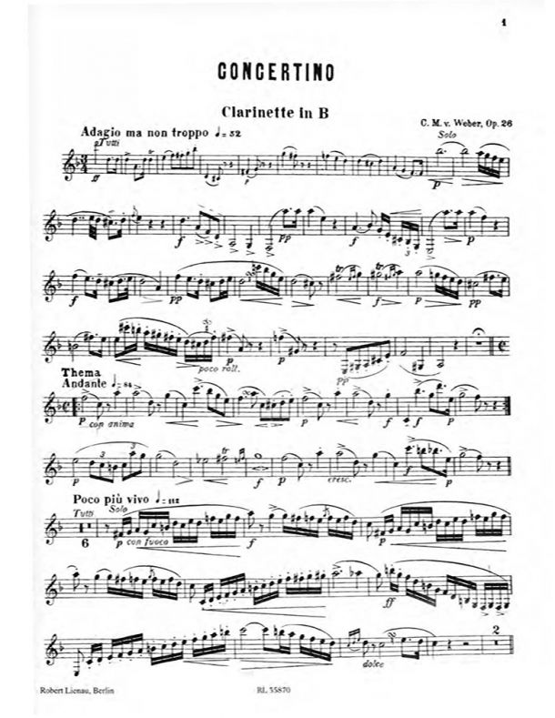 Weber - Clarinet Concertino - Solo Clarinet