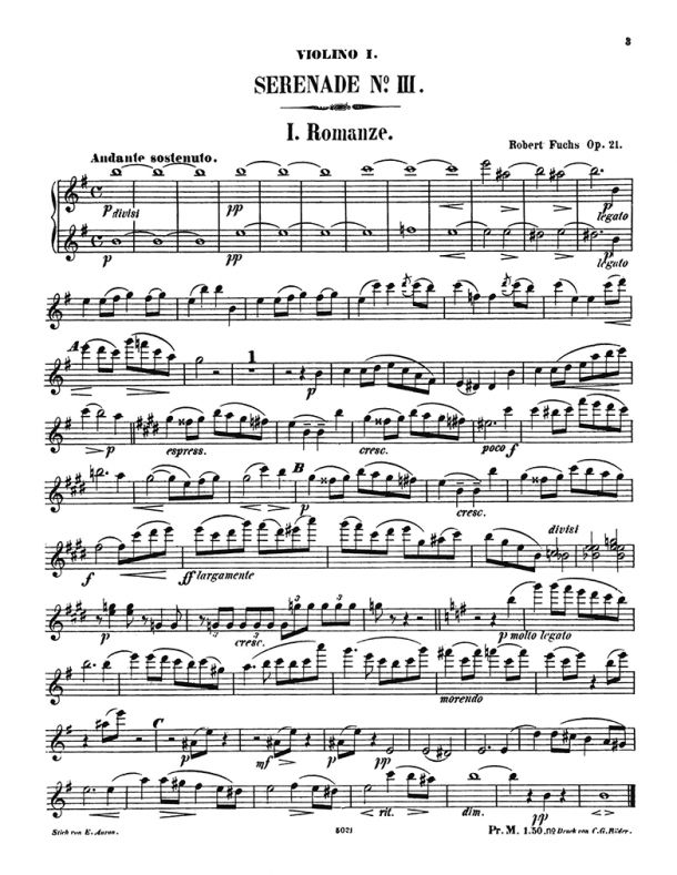 Fuchs - Serenade for String Orchestra No. 3, Op. 21