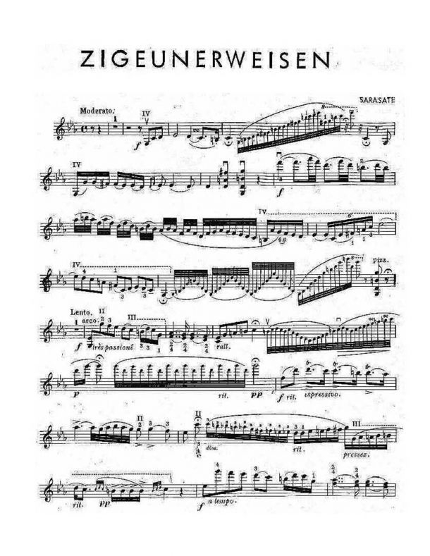 Sarasate - Zigeunerweisen, Op. 20 - For Violin & Strings - Violin Solo Part
